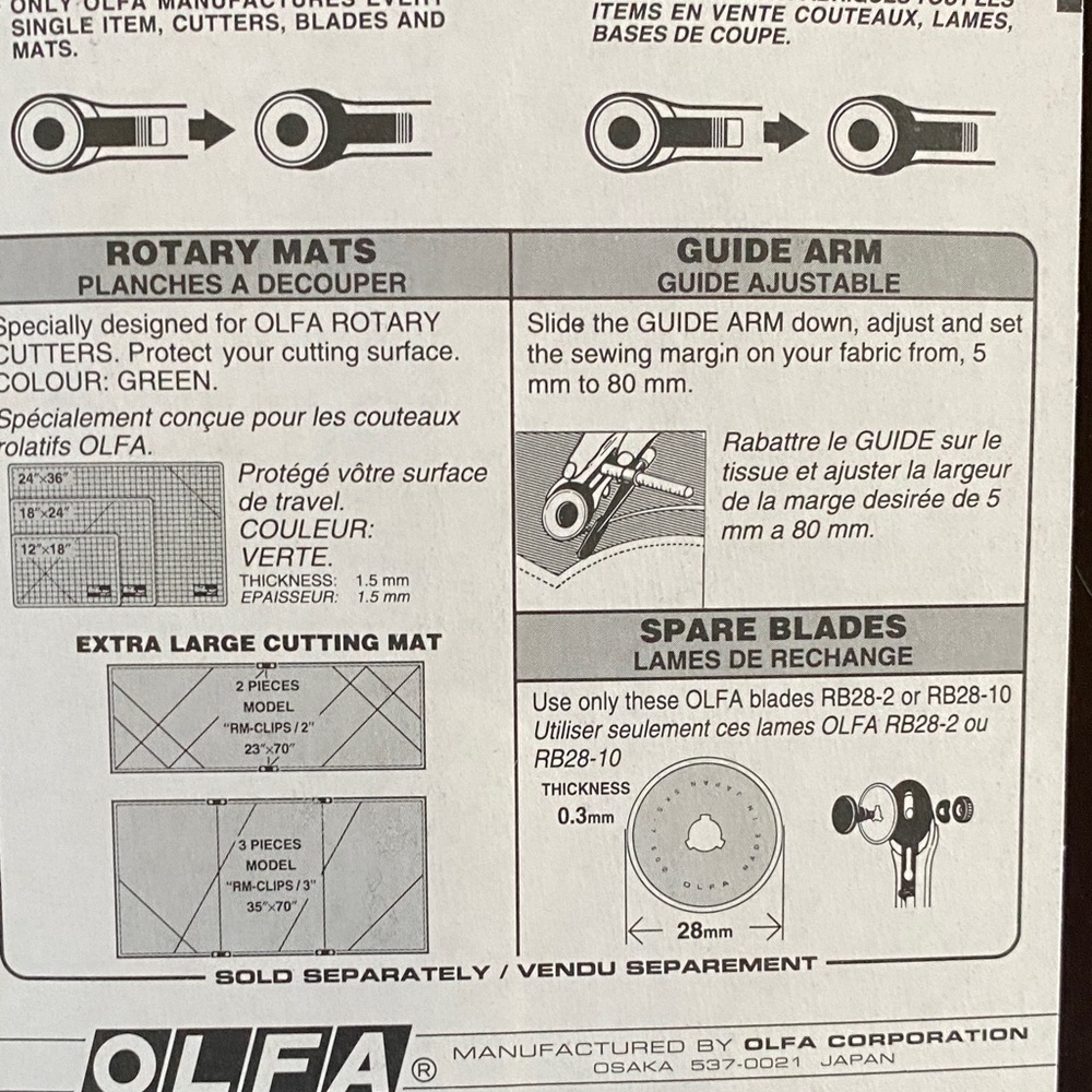 Olfa Rotary Fabric Cutter - Model RTY-1/G - Picture 5 of 6